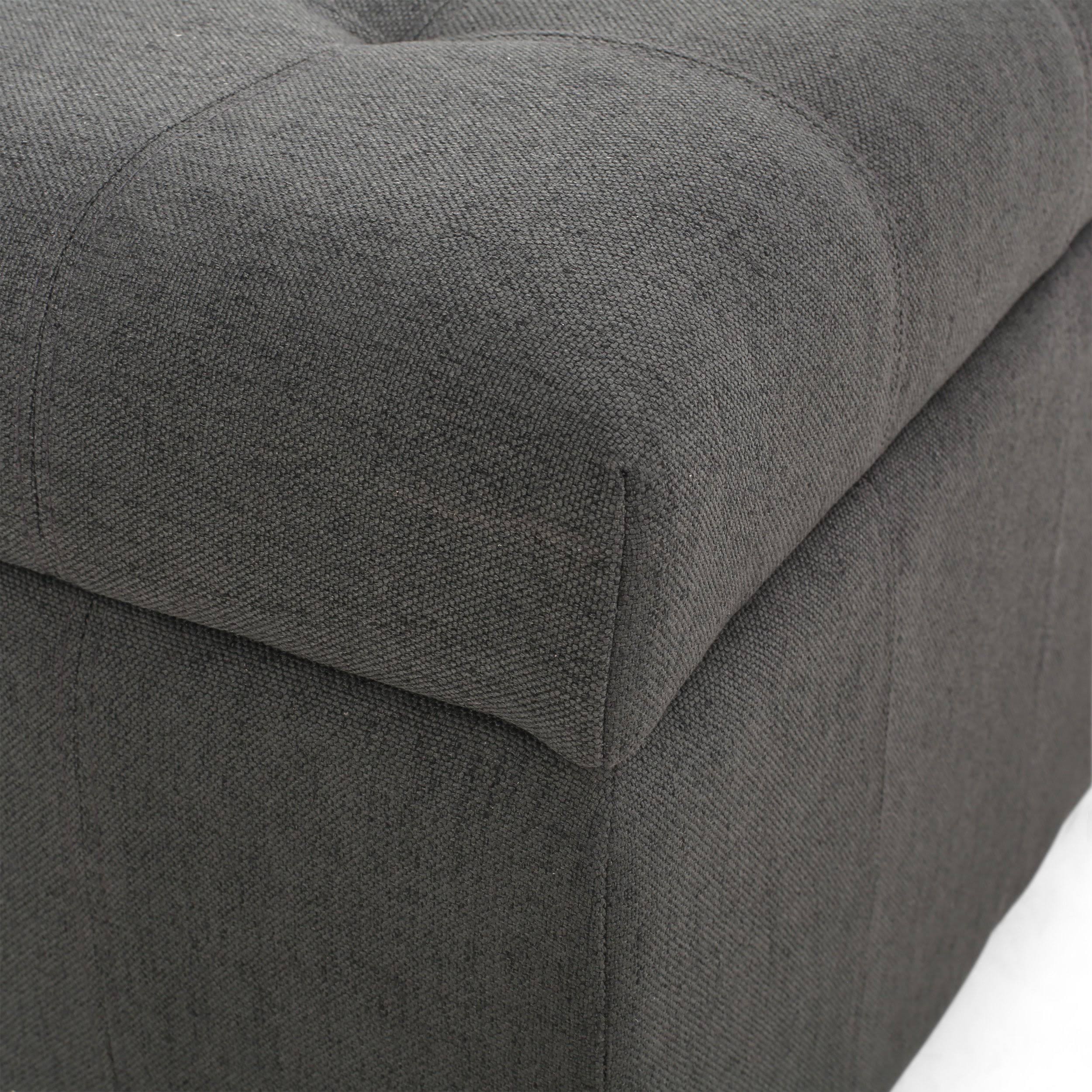 Dark Gray Tufted Fabric Storage Ottoman N329880