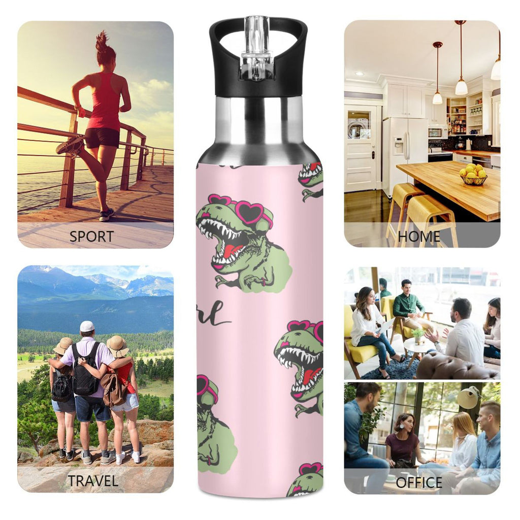 Pink Stainless Steel Insulated Water Bottle with Straw Lid E18676