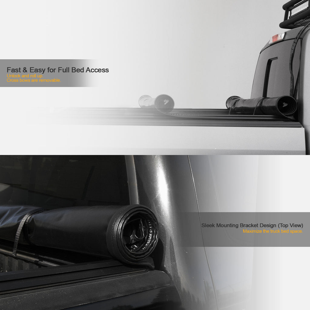 Lock And Roll Up Tonneau Cover Black 6.5 Feet Short Bed M25245