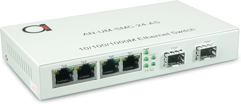 2 Pack Gigabit Ethernet Mini Switch with 2 Open SFP Slots and 4 UTP Copper Ports E6613