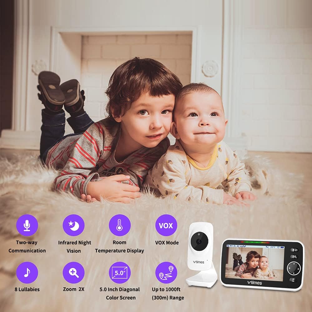 5 LCD Screen Video Baby Monitor with Camera and Audio Z60522