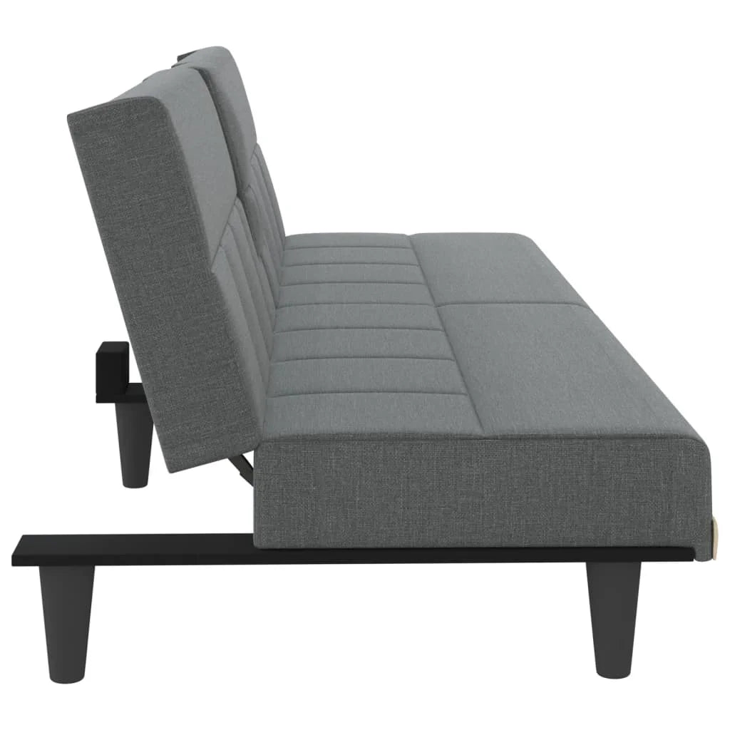 Dark Gray Fabric Sofa Bed with Cup Holders N54093