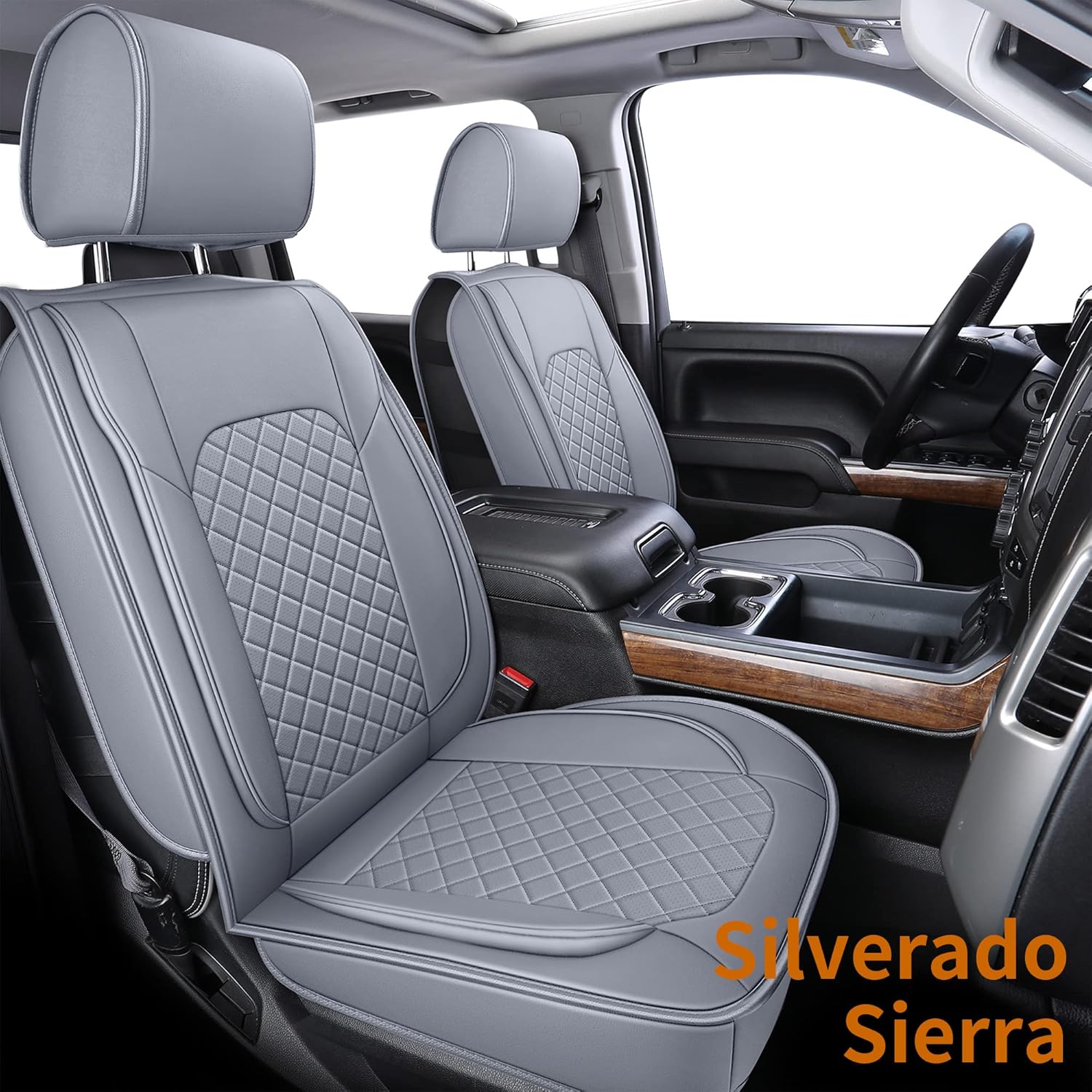 Blue Faux Leather Seat Covers Full Set X149625