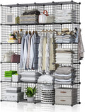 Black Wire Cube Storage Organizer Modular Metal Rack Bookshelf (28x14x56 inches) D108169