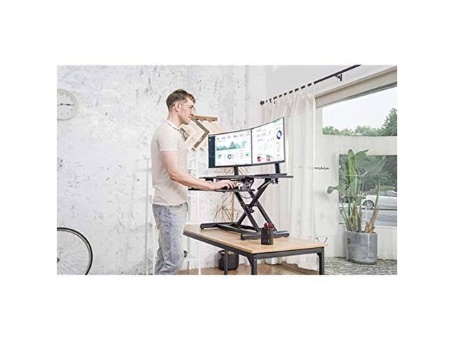 Standing Desk Converter with Height Adjustable Tabletop Workstation Riser F874