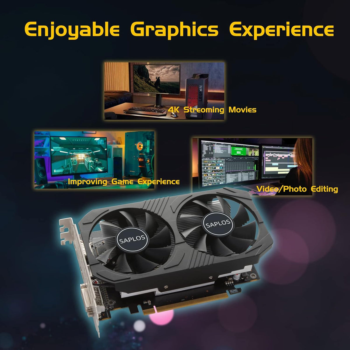 4GB GDDR5 128 Bit Dual Fans PCI Express Graphics Card R2862