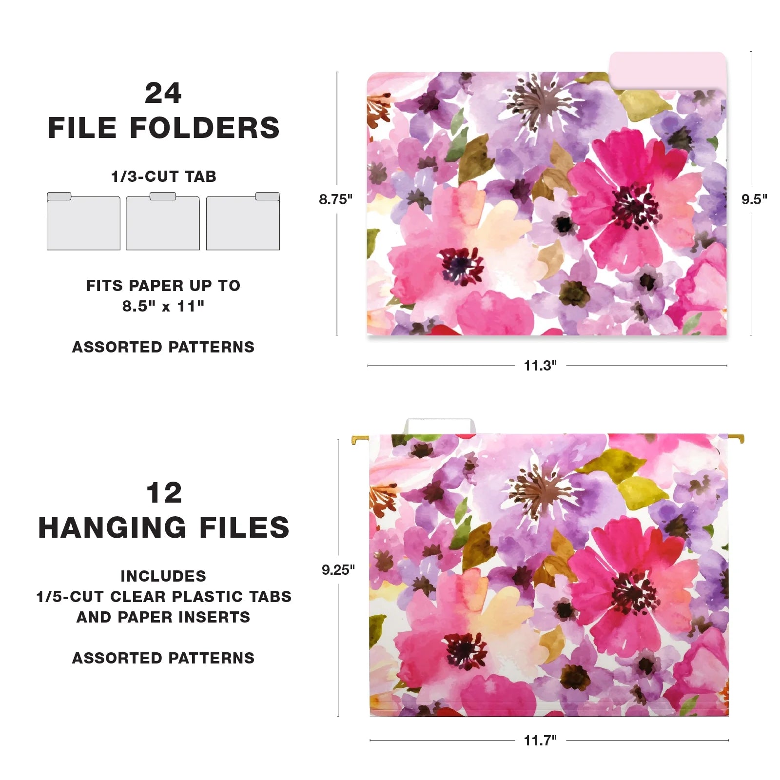 Deluxe Hanging File Folder Kit with Metal Hanging Basket, 12 Hanging Folders, 24 File Folders, Letter Size D1519