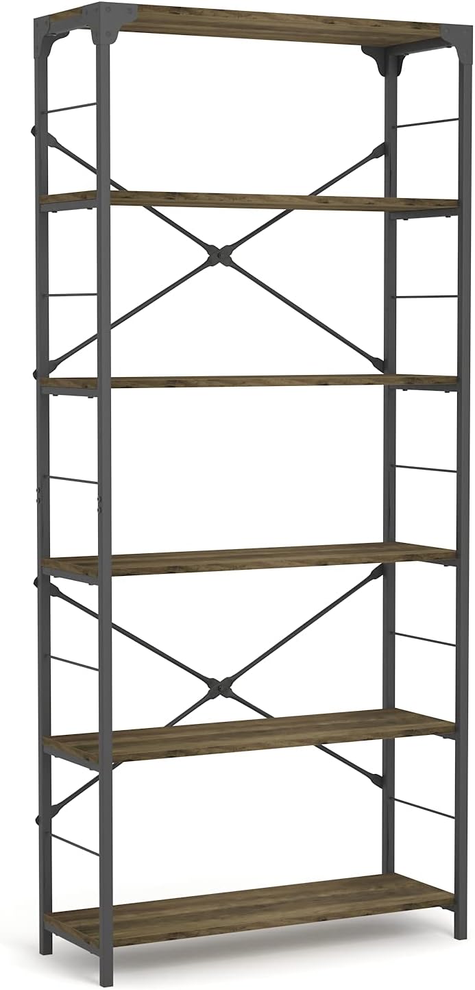 6-Tier Industrial Black Tall Open Shelf Y37053