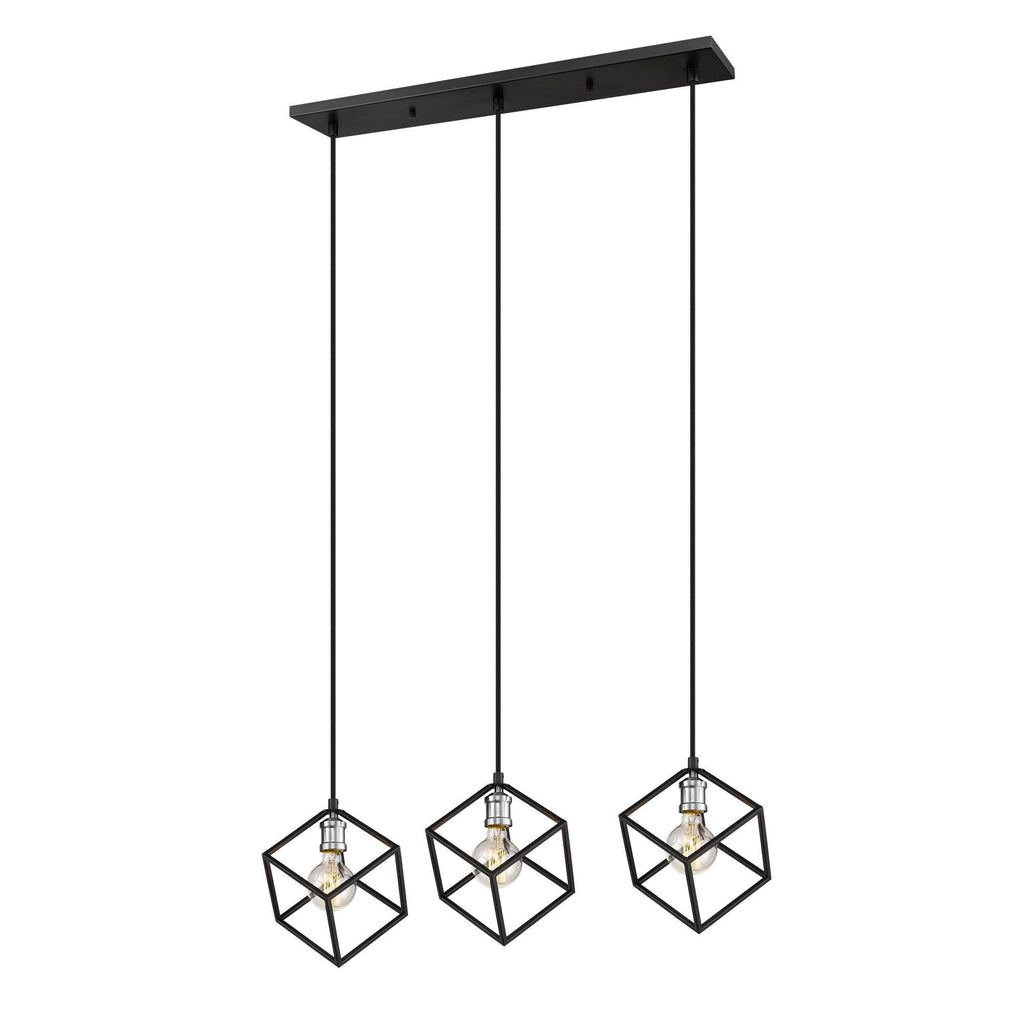 Vertical 3 Light Island in Matte Black + Brushed Nickel J433216
