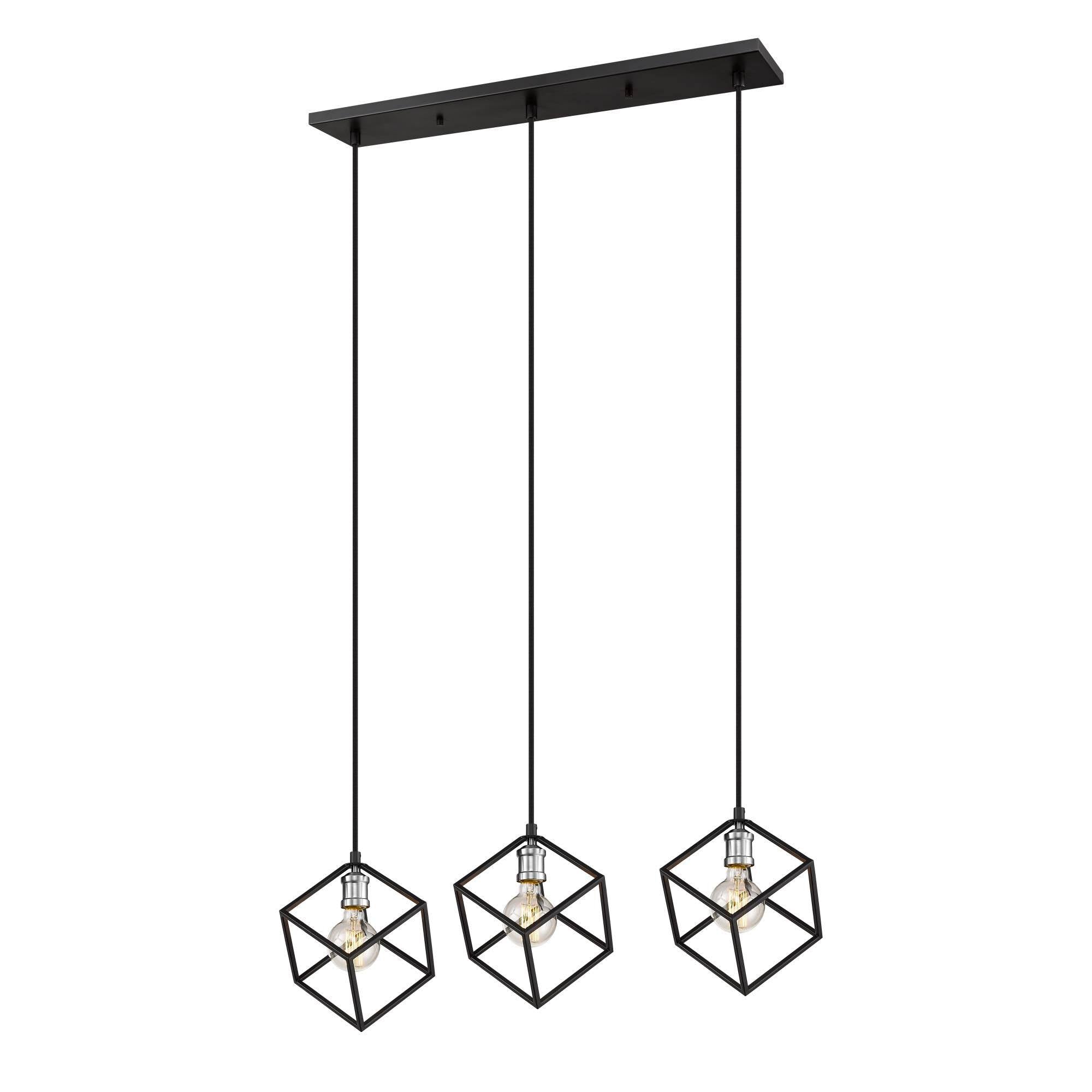 Vertical 3 Light Island in Matte Black + Brushed Nickel J433216