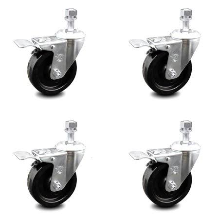 4 inch Phenolic Swivel Caster Set with Total Lock Brake Y95039