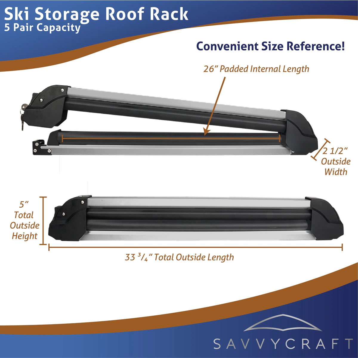 2PCS Universal Car Ski Snowboard Roof Racks Mount X90764