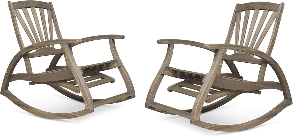 Teak Finish Acacia Wood Recliners Set of 2 S7989