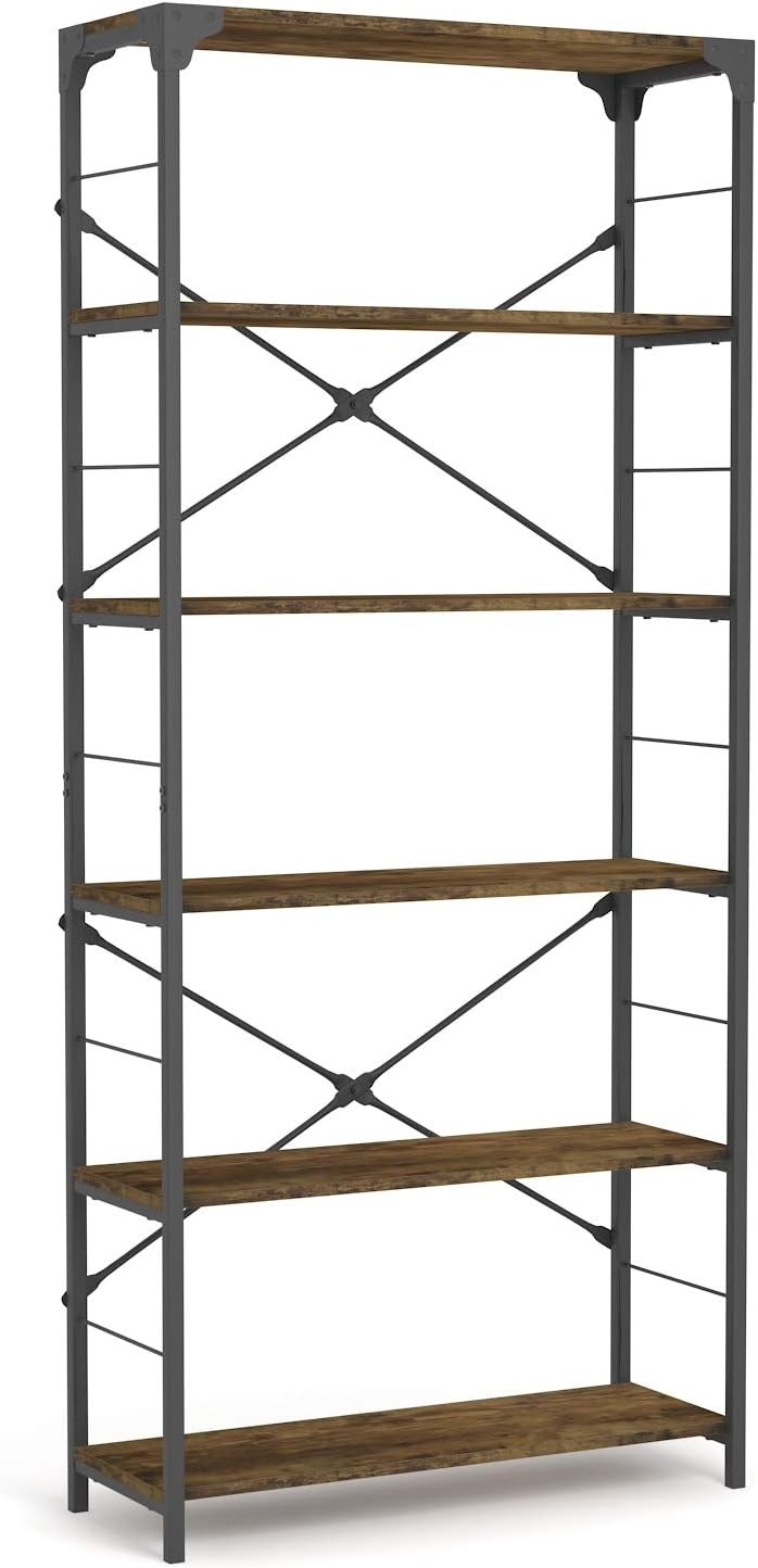 6-Tier Industrial Black Tall Open Shelf Y37053