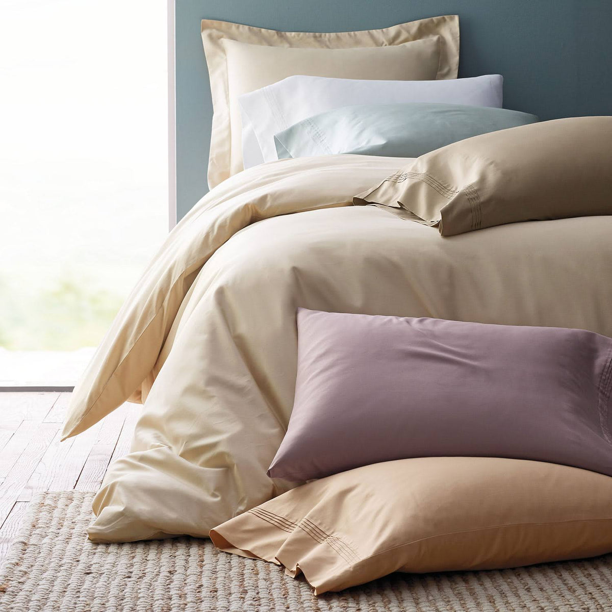 Pink Sand Solid Oversized Queen Egyptian Cotton Sateen Duvet Cover J487