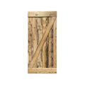 Weathered Oak 1-Panel Stained Pine Wood Single Barn Door F784334