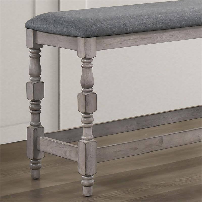 Antique White Wood Counter Height Dining Bench J18413