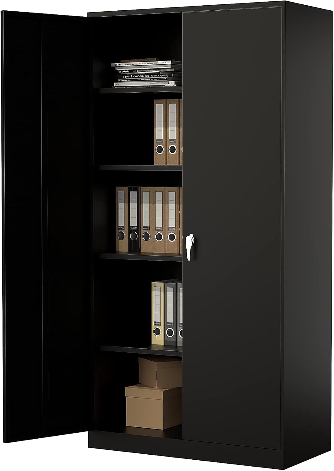 72" Tall Steel Storage Cabinet with Locking Door and 4 Adjustable Shelves (White) B665