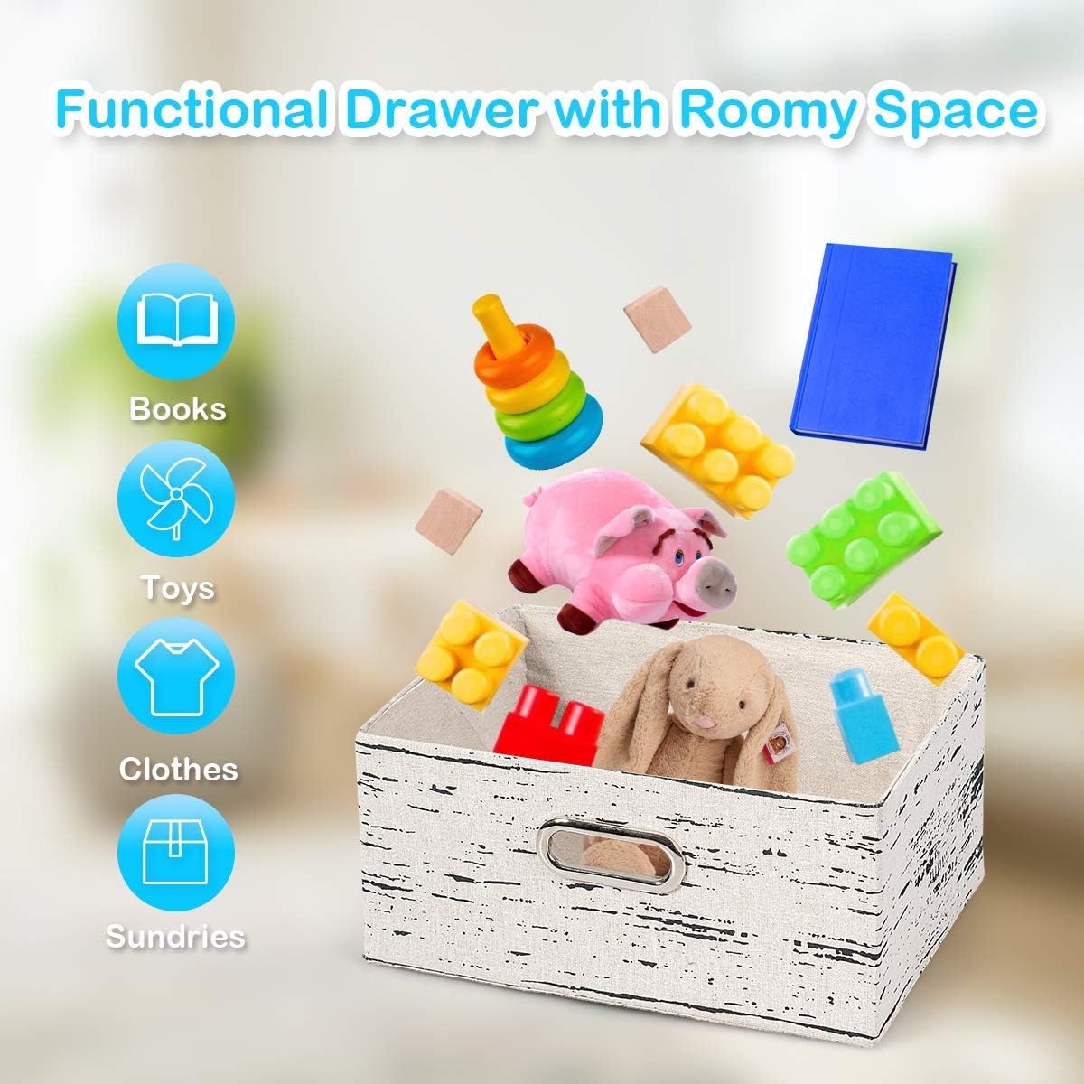 3 Fabrics Storage Drawer Units with Wood Frame B719