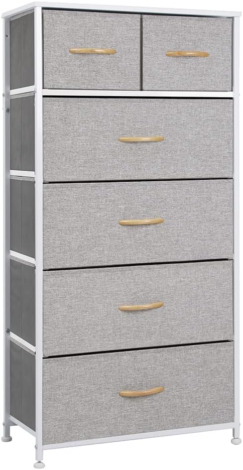 6 Drawer Brown Fabric Dresser H733