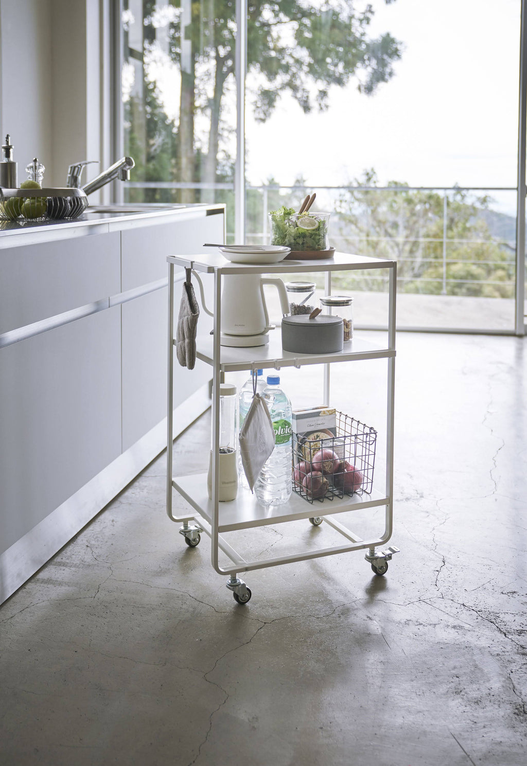 Black Steel Three-Tier Rolling Server Cart D162202