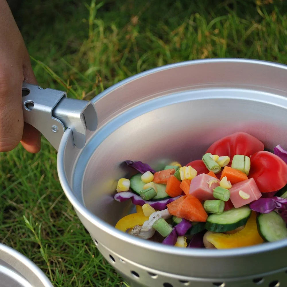 Backpacking Cooking Set with Alcohol Spirit Stove Pot Pan P952173