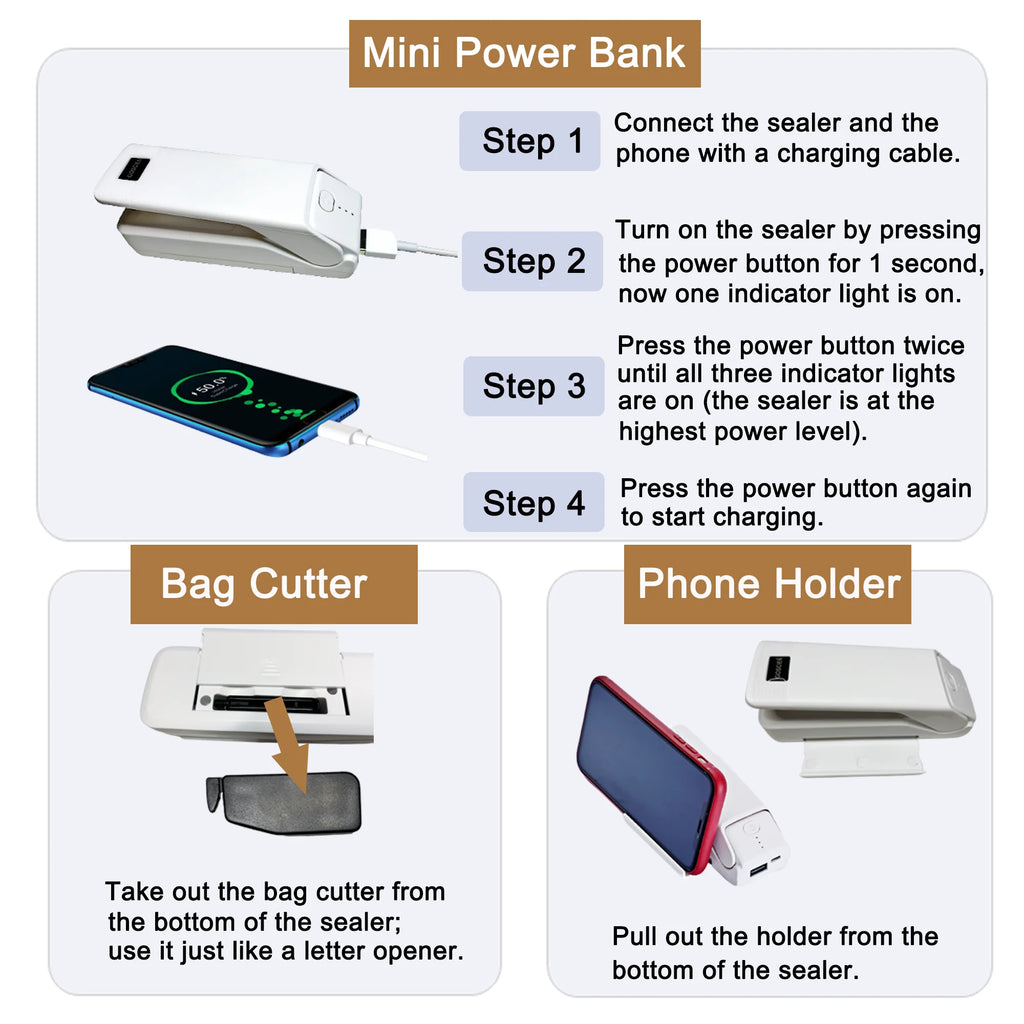 Rechargeable 4-in-1 Handheld Heat Sealer with Cutter Z587802
