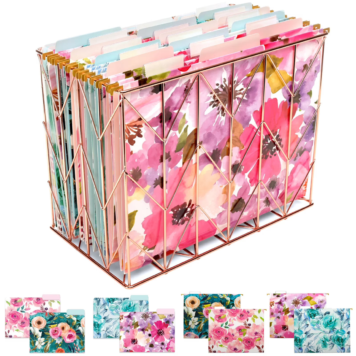 Deluxe Hanging File Folder Kit with Metal Hanging Basket, 12 Hanging Folders, 24 File Folders, Letter Size D1519