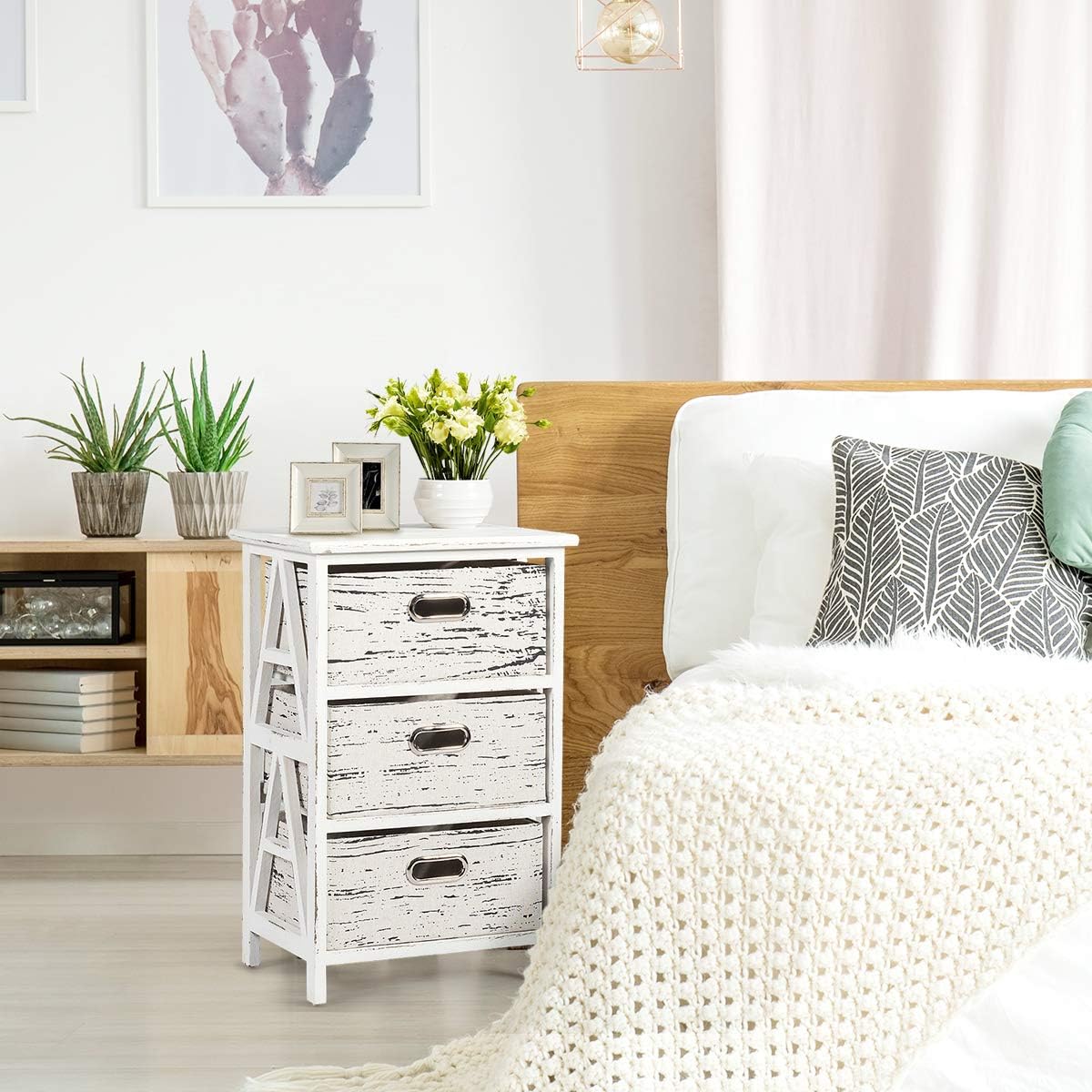 3 Fabrics Storage Drawer Units with Wood Frame B719