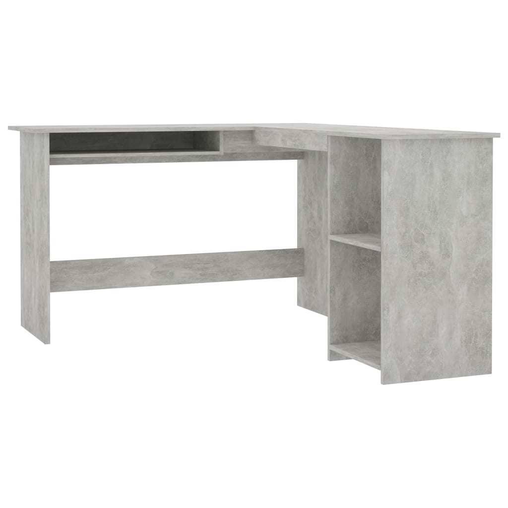 Concrete Gray L-Shaped Corner Desk Chipboard I7230