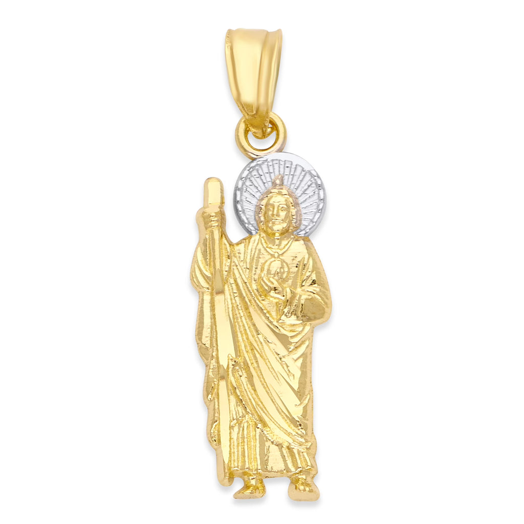 14k Two Tone Gold Saint Jude Pendant H787