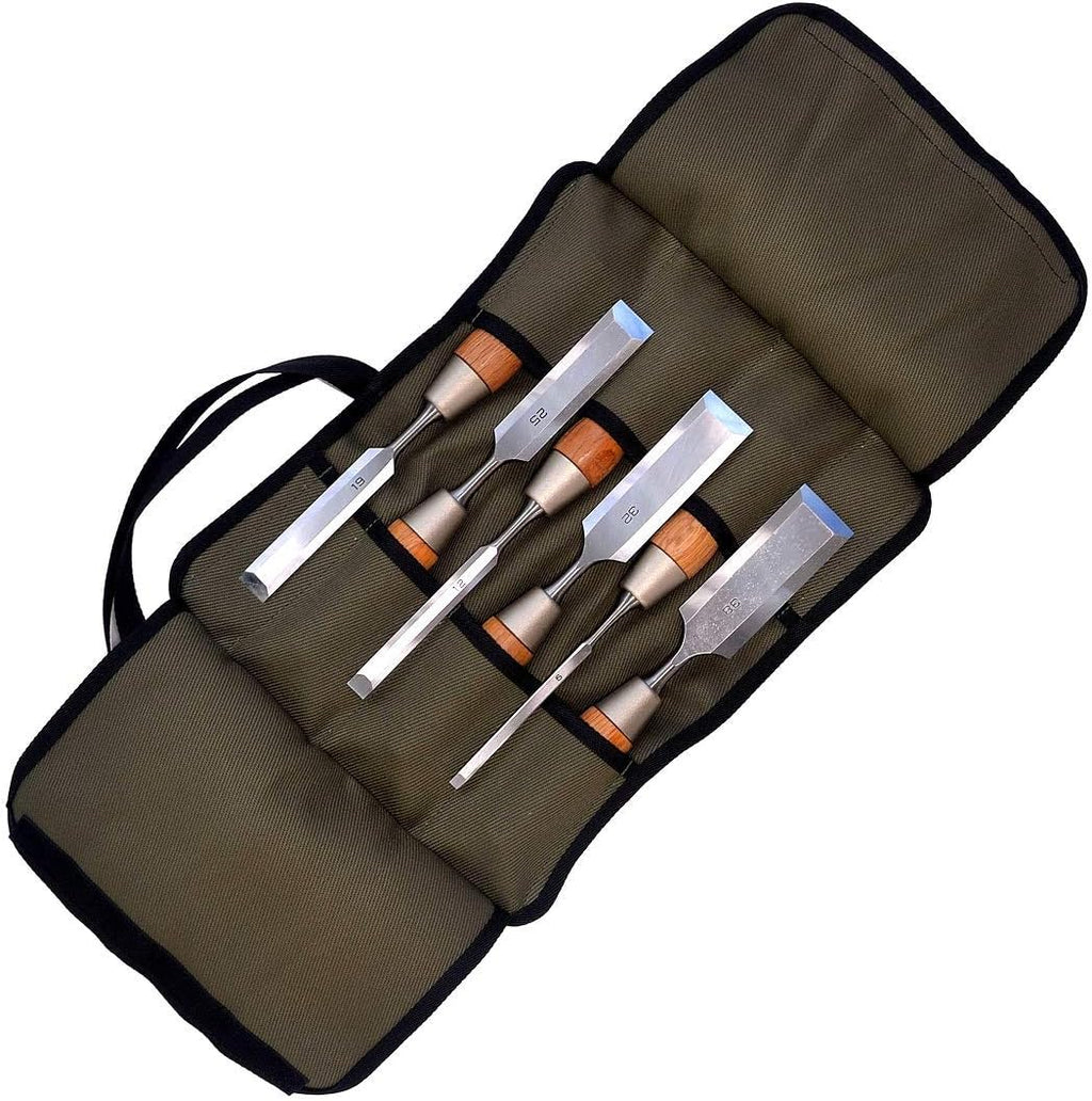 6 Pcs Japanese Wood Chisel Set with Carrying Case B882