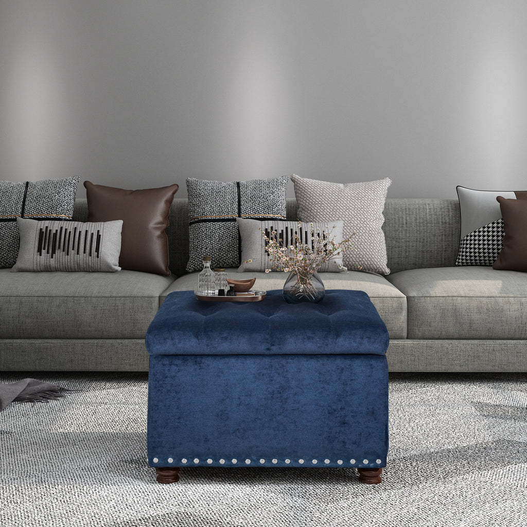Leather Storage Ottoman Foot Rest Stool, 18 inch Y820