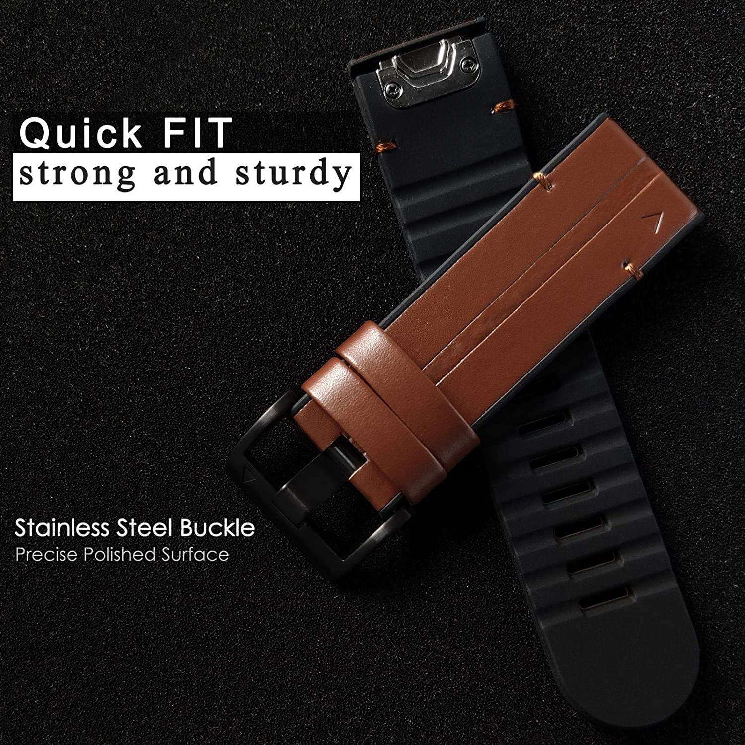 26mm Genuine Leather Hybrid Silicone Watch Band S99870