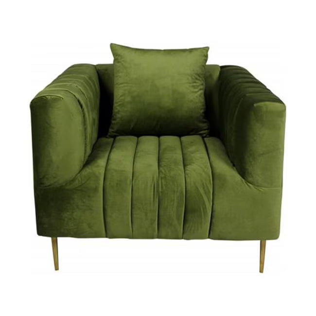 Olive Velvet Lounge Chair Q72160