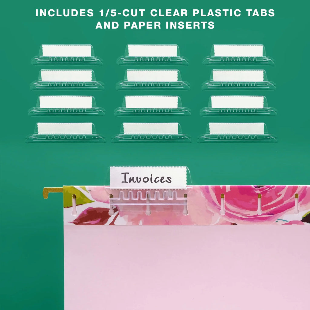 Deluxe Hanging File Folder Kit with Metal Hanging Basket, 12 Hanging Folders, 24 File Folders, Letter Size D1519