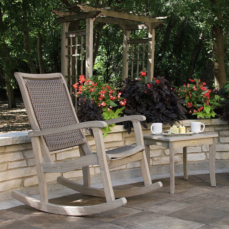 3-Piece Grey Eucalyptus Wicker Rocking Chair Set O39142