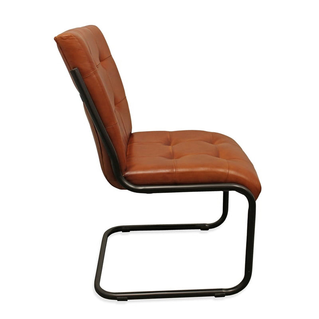 Leather Upholstered Side Chair with Cast Iron Frame in Mahogany M934836