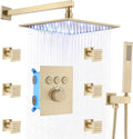 16 Inch Ceiling Mount Rain Shower Head System with Body Jets and Handheld I44683