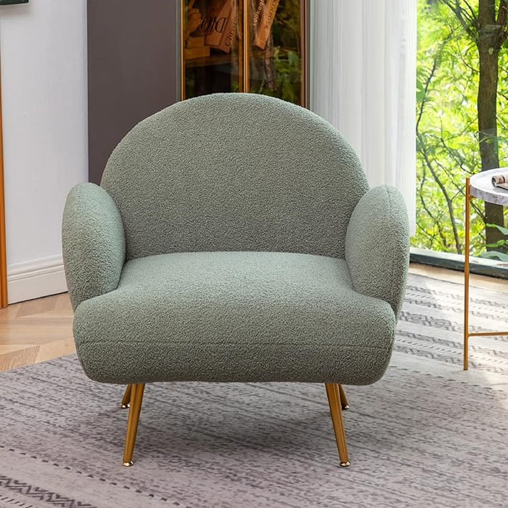 Green Upholstered Accent Chair with Metal Frame U136