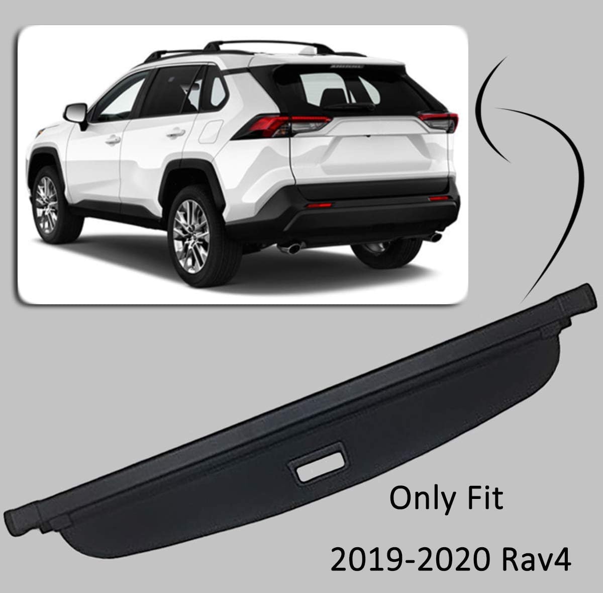 Cargo Cover Retractable Trunk Shade (Black) Pack of 2 W719