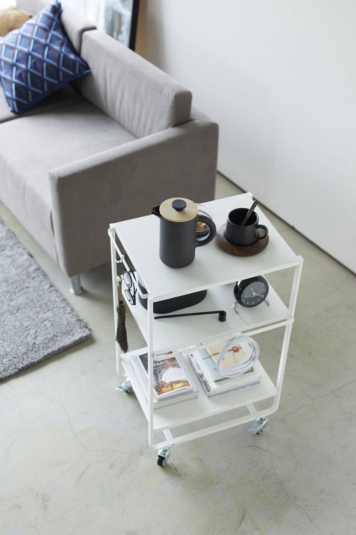 Black Steel Three-Tier Rolling Server Cart D162202