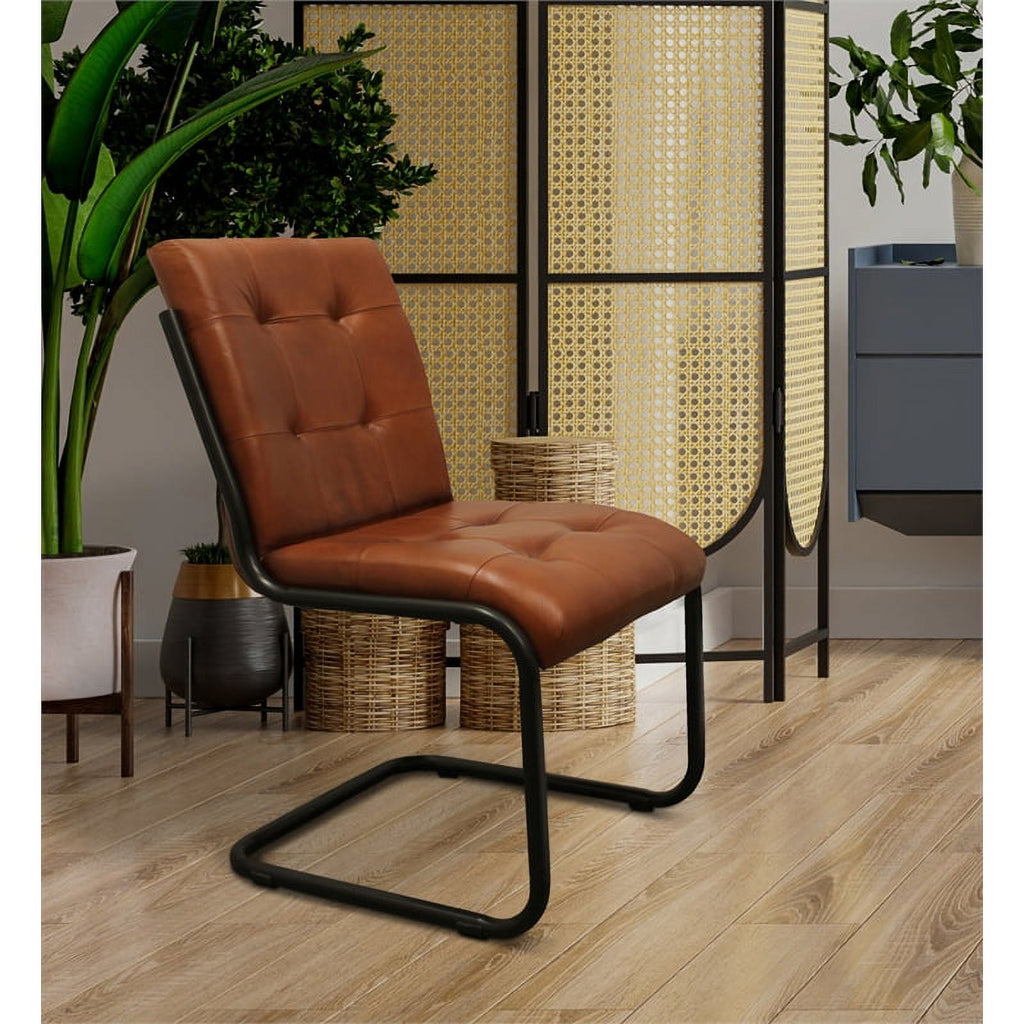 Leather Upholstered Side Chair with Cast Iron Frame in Mahogany M934836