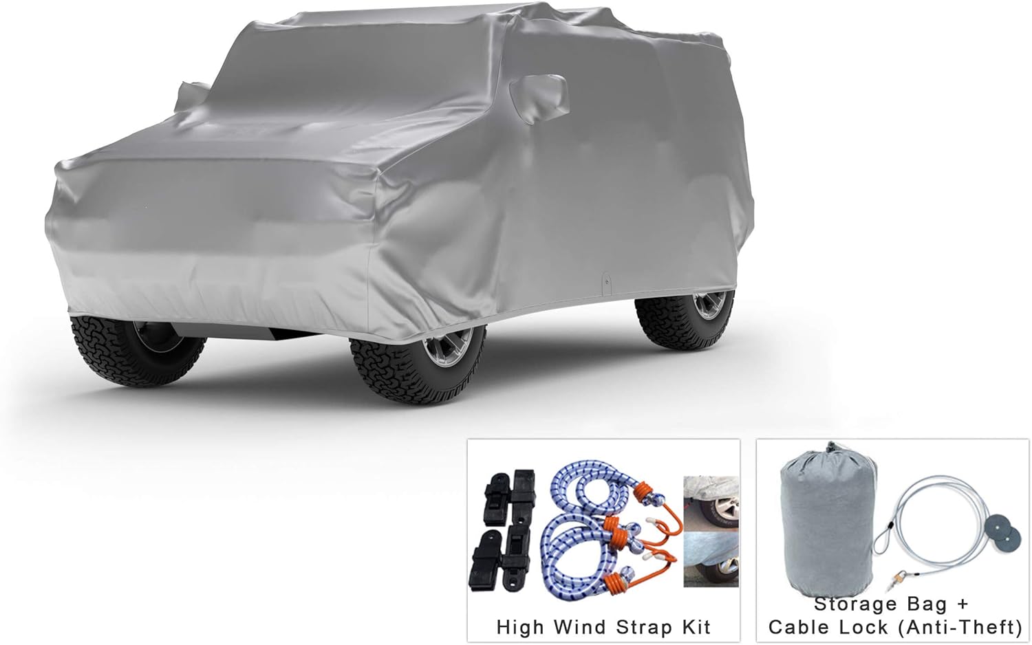 Weatherproof Hummer Cover with Fleece Lining, Cable Lock, Storage Bag & Wind Straps S259