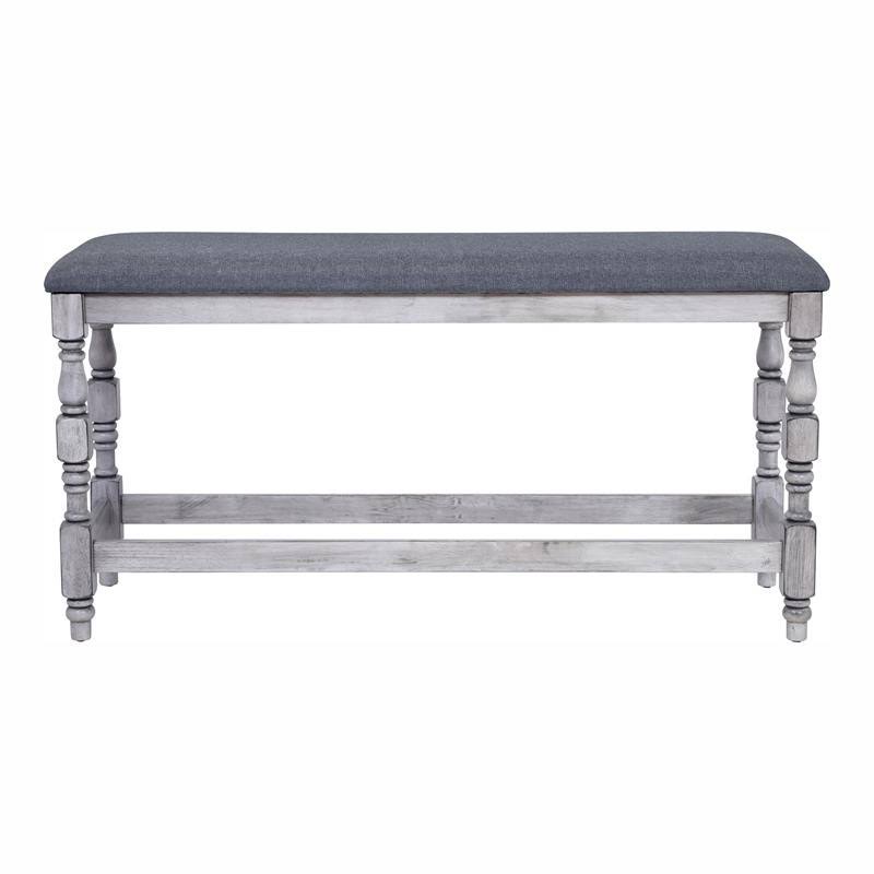 Antique White Wood Counter Height Dining Bench J18413