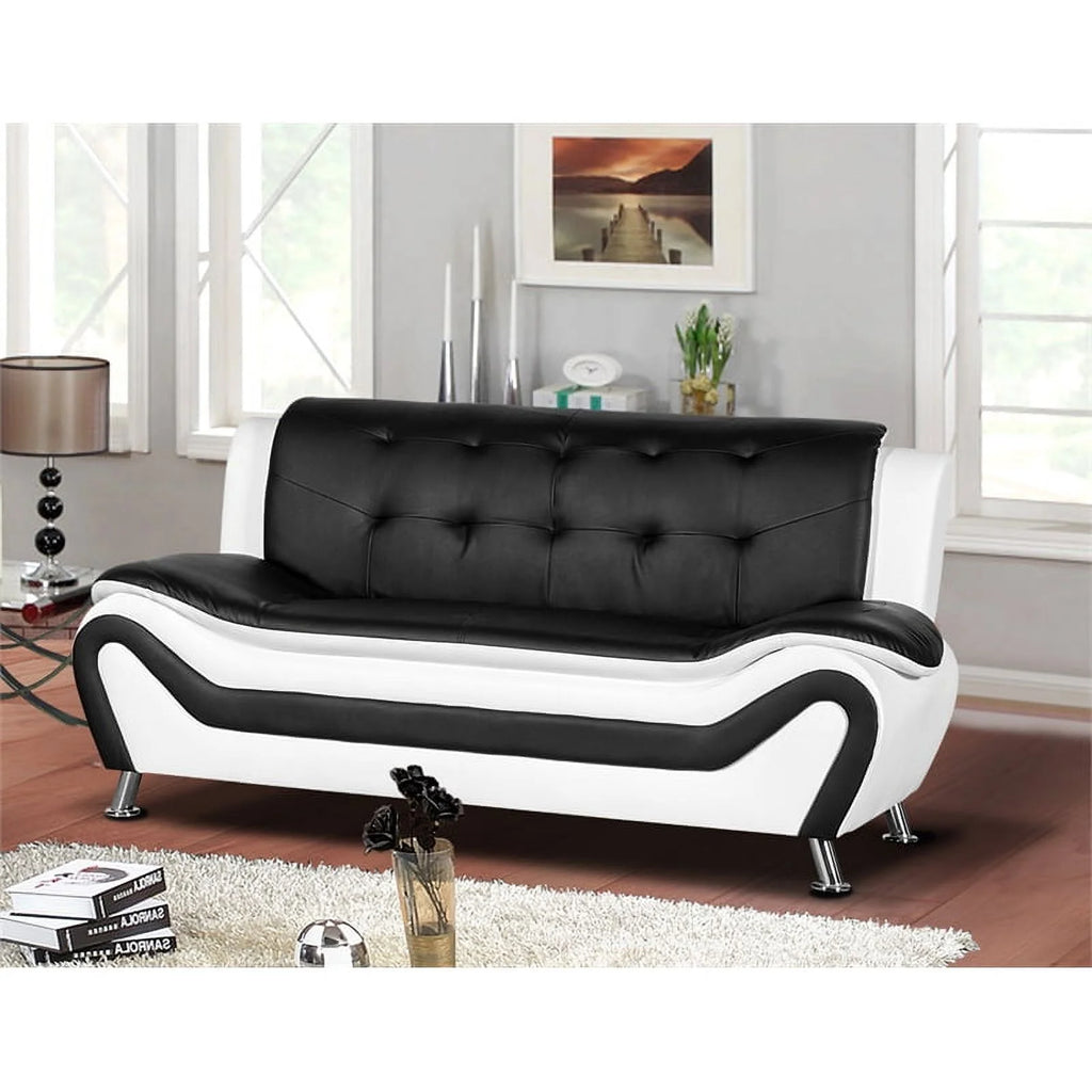3-Piece Set with Sofa and 2 Club Chairs in Black & White C33059