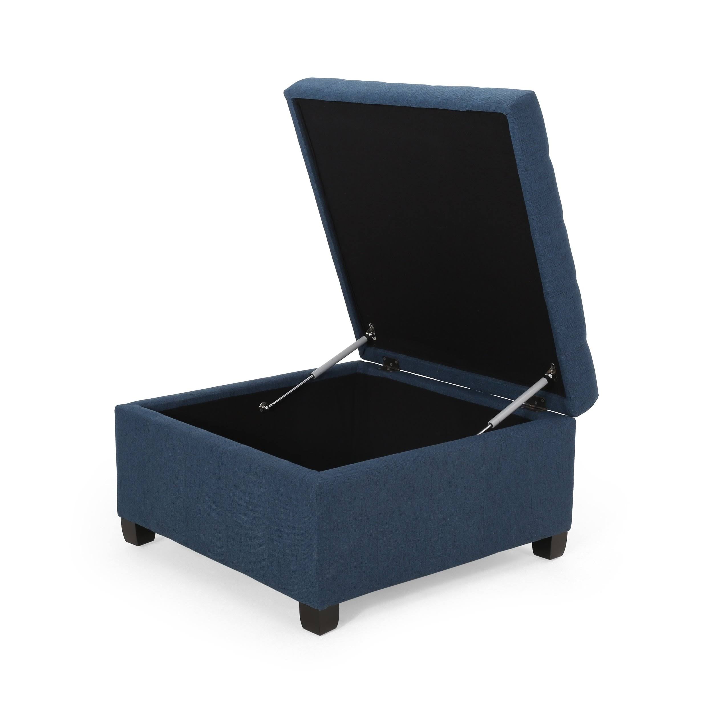 Dark Gray Tufted Fabric Storage Ottoman N329880