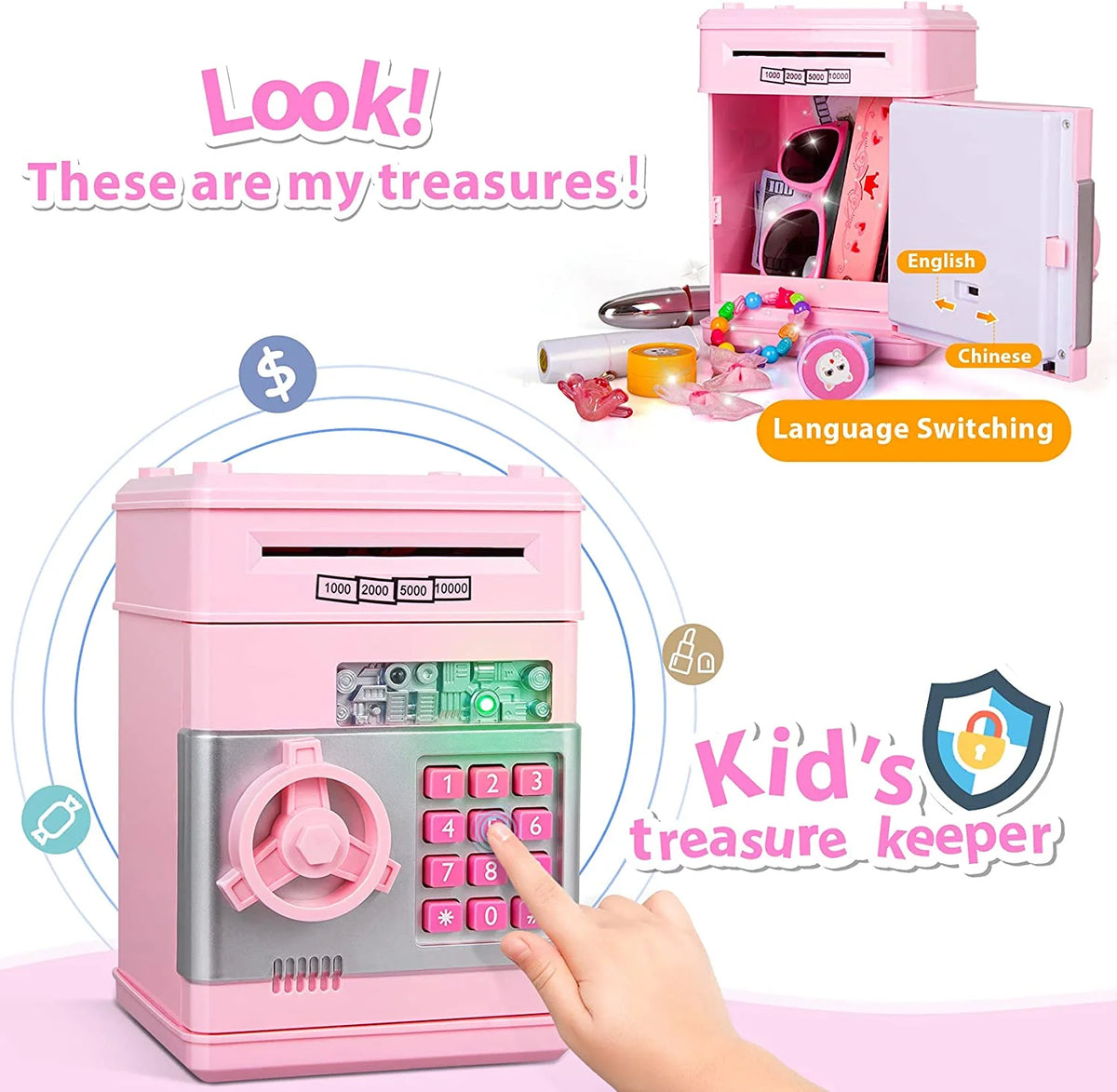 Piggy Money Bank for Kids, Pink I4762