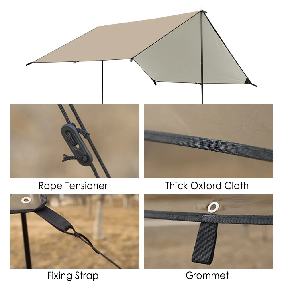 Waterproof Camping Tarp with Poles T1673