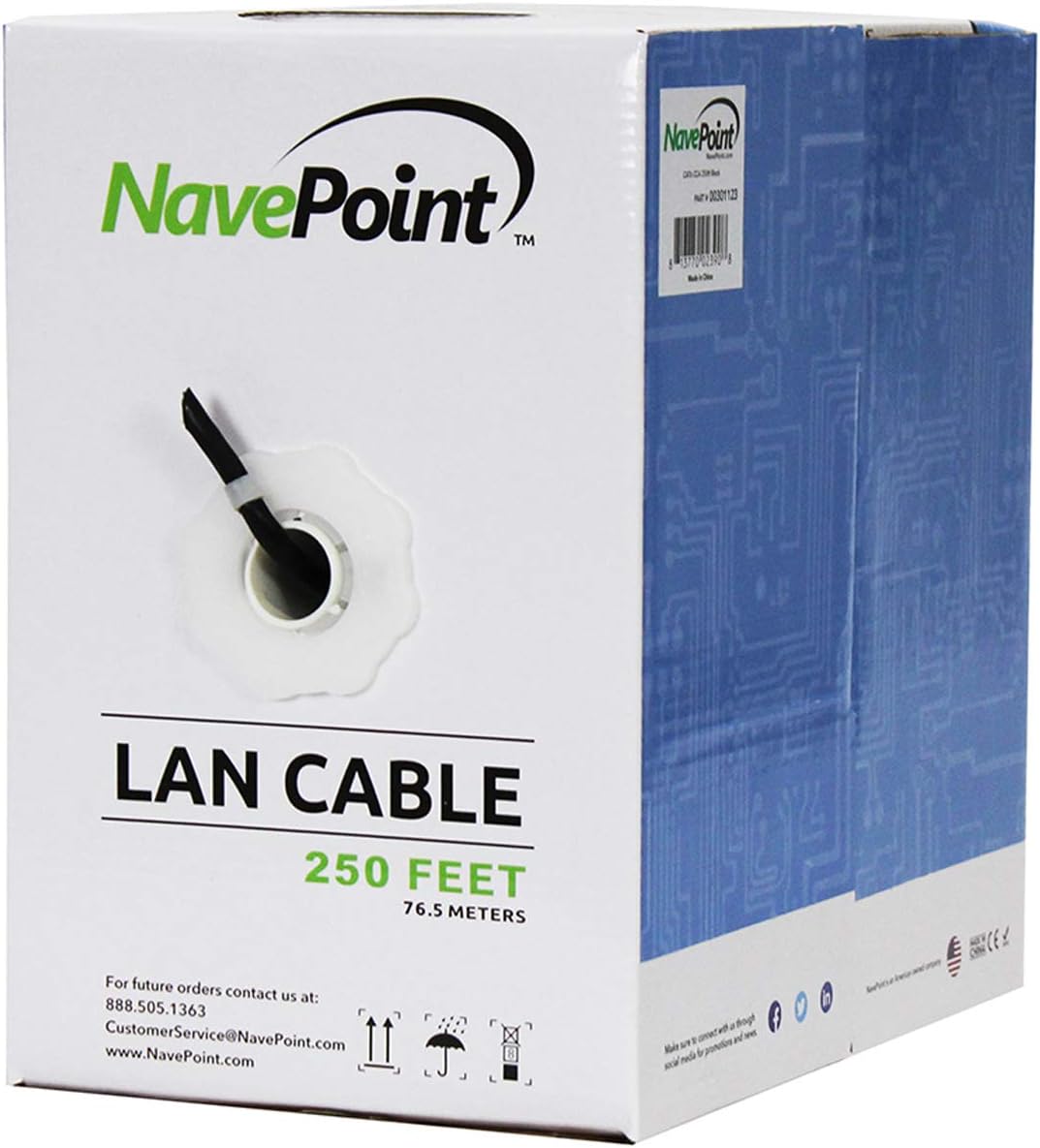 Cat6 250ft Black Solid Bulk Ethernet Cable 23AWG 4 Pair UTP Pack of 2 P5872
